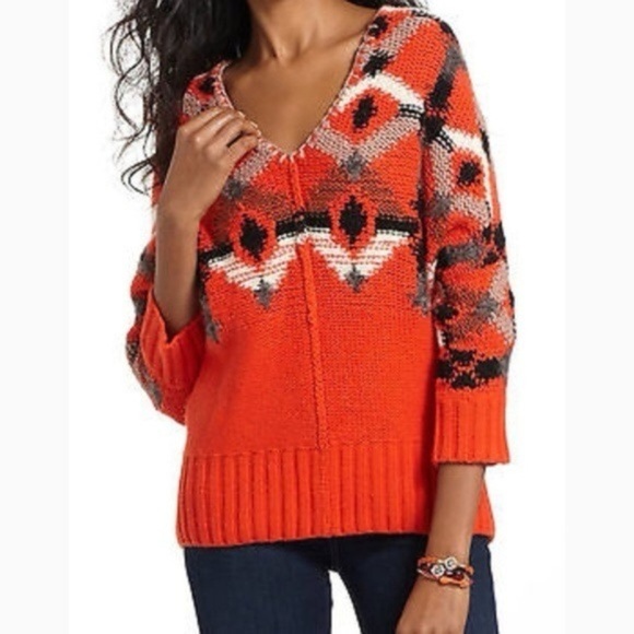 Fiets Voor 2 Cadmium Geometry Sweater Size XS Orange ANTHROPOLOGIE - Picture 3 of 4